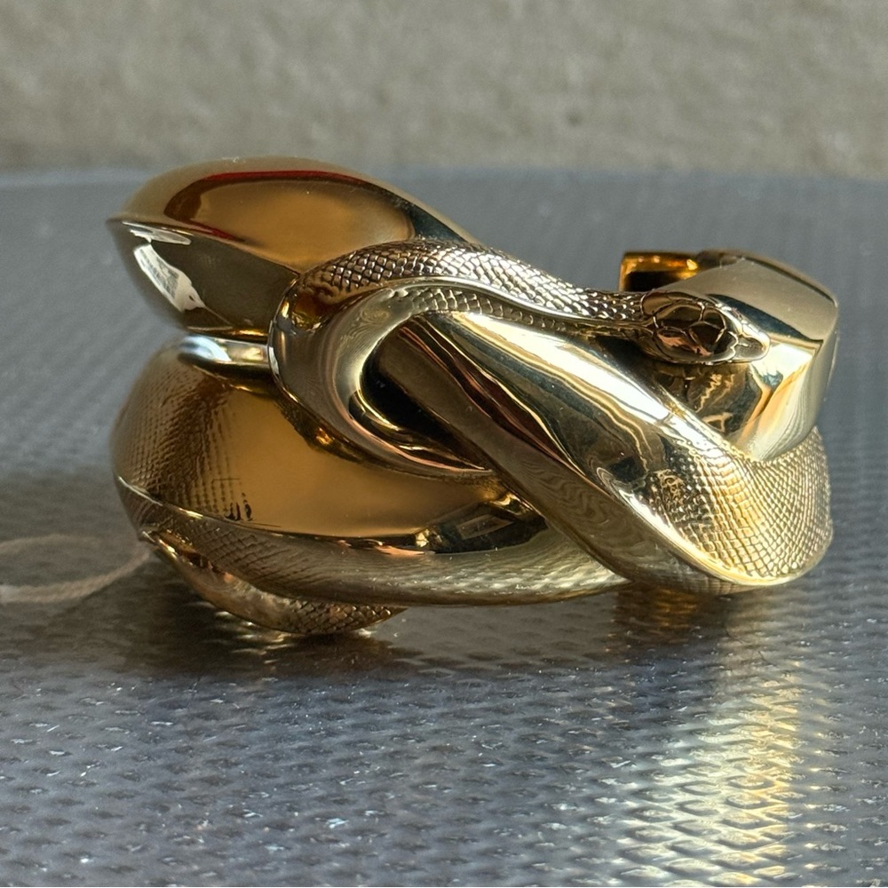 Alexander McQueen Gold Twisted Snake Motif Bracelet
